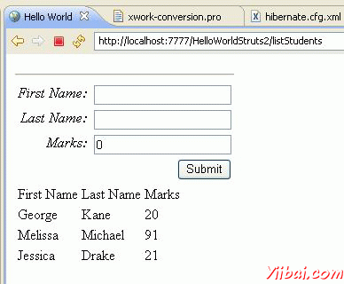 Struts and Hibernate Result