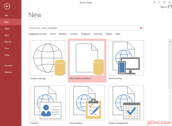 MS Access 2013: Creating a new database in Access - step 2