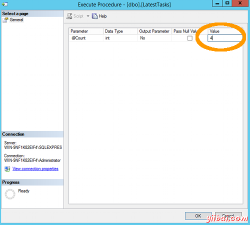 Initiating the execution of a stored procedure